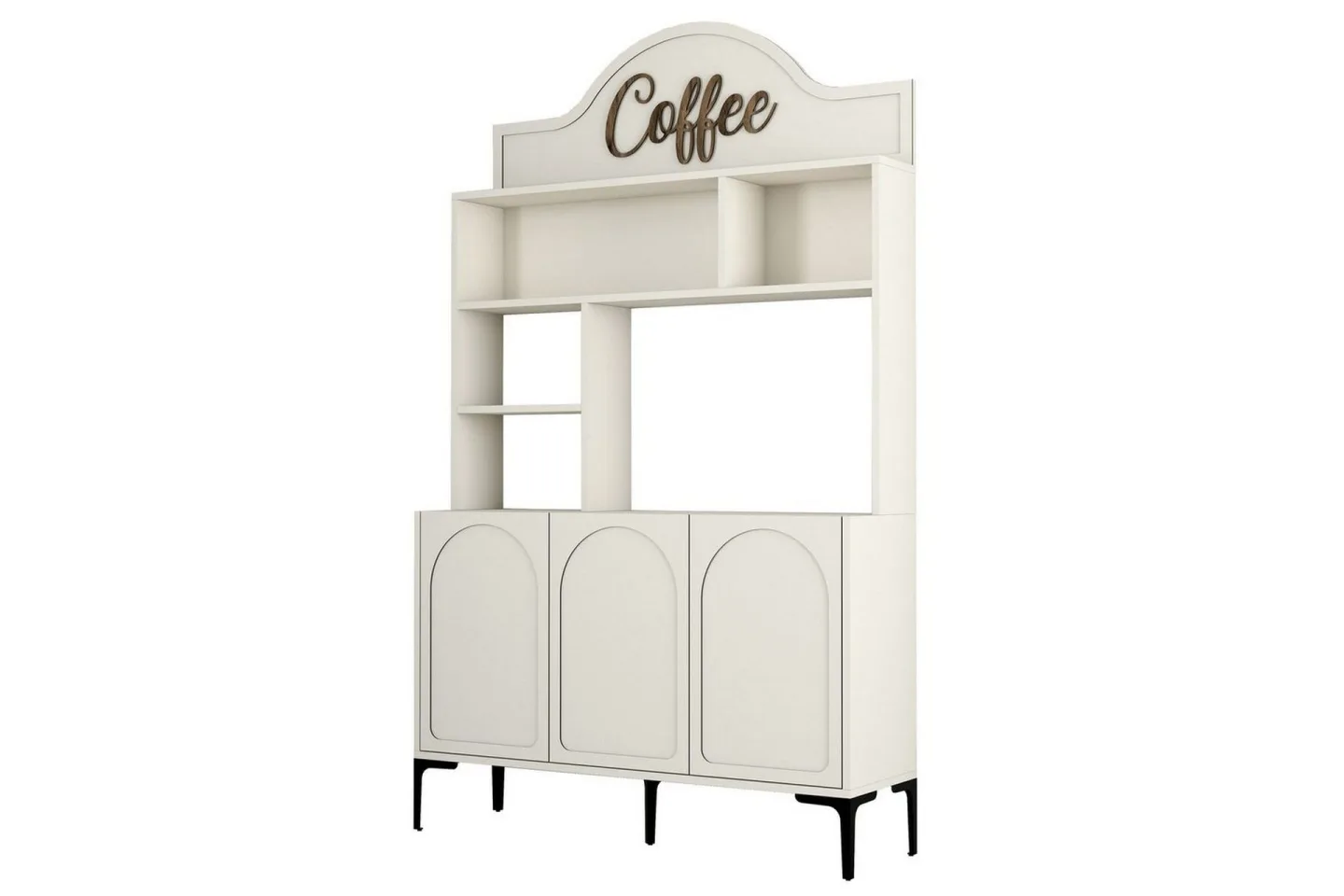 Kaffebarskåp Hazim Tre Grädde / Svart - Grädde / Svart