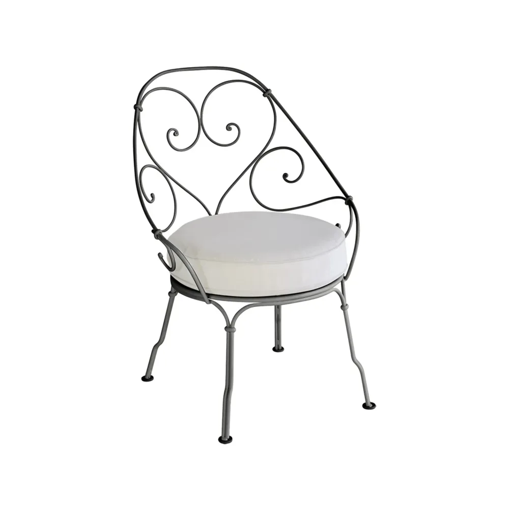 Fermob 1900 Cabriolet karmstol Liquorice (svart), off-white dyna