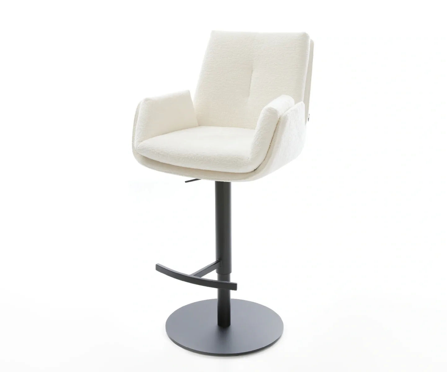 Barstuhl Clea-Flex Bouclé Soft Beige Drehfuß höhenverstellbar Metall Schwarz