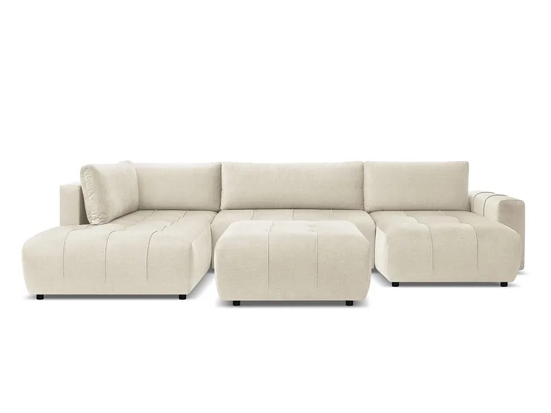 Panorama-Ecksofa mit Hocker BOBOCHIC ARSENE Samt beige
