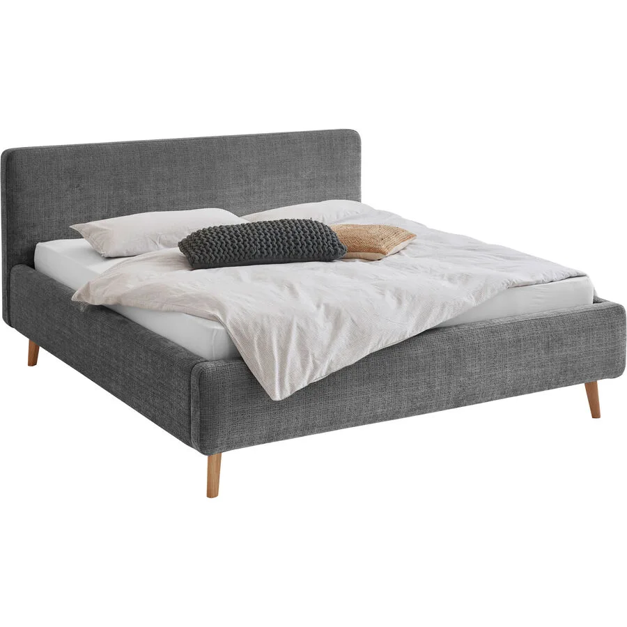 Bett Senja anthrazit Polyester/Baumwolle 160 x 200 cm