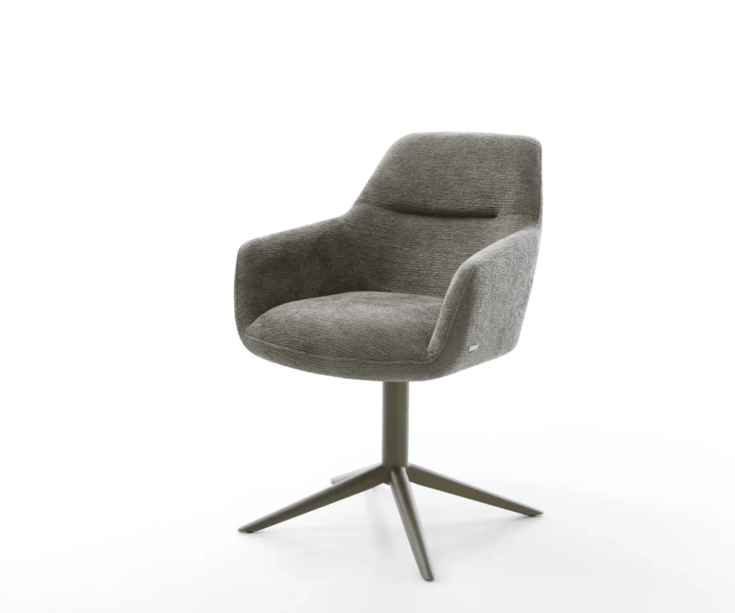 Drehstuhl Pejo-Flex Bouclé Soft Schlamm Fußkreuz Effektfinish Titan 360° drehbar Wippfunktion Taschenfederkern