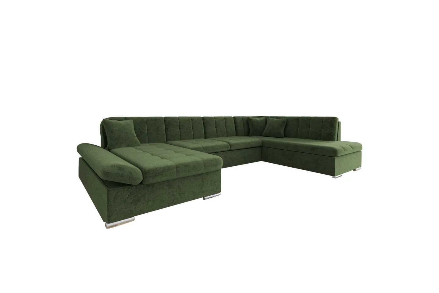 Zumar Bäddsoffa med Divan och Schäslong 4-sits i Chenille - Grön