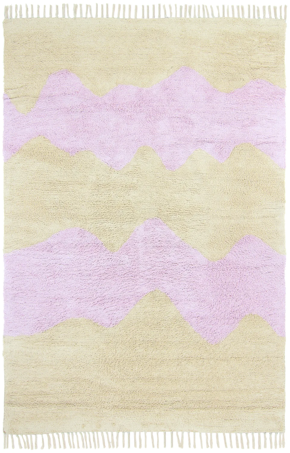 Ryetepper - Amira Natural Cotton Shaggy (beige/lilla) (Størrelse: 160 x 230 cm)