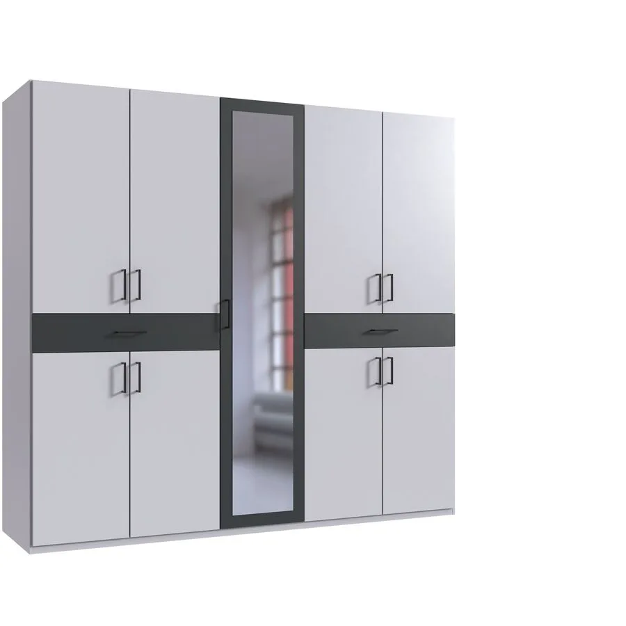 Kleiderschrank Tiby Weiss/graphit Holzwerkstoff B 225 cm
