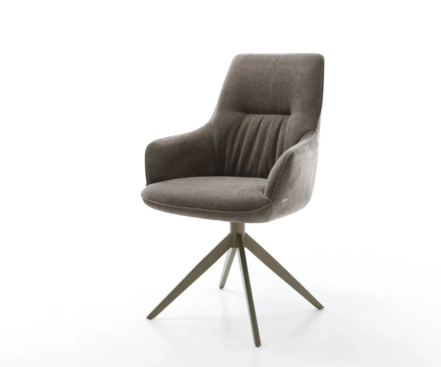 Drehstuhl Zelia-Flex mit Armlehnen Strukturstoff Soft Taupe Kreuzgestell breit Effektfinish Titan 360° drehbar Wippfunktion Taschenfederkern