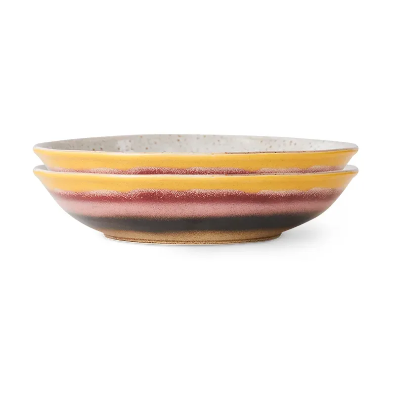 HKliving 70's Curry Schale 21,7 x 21cm 2er Pack Hibiscus