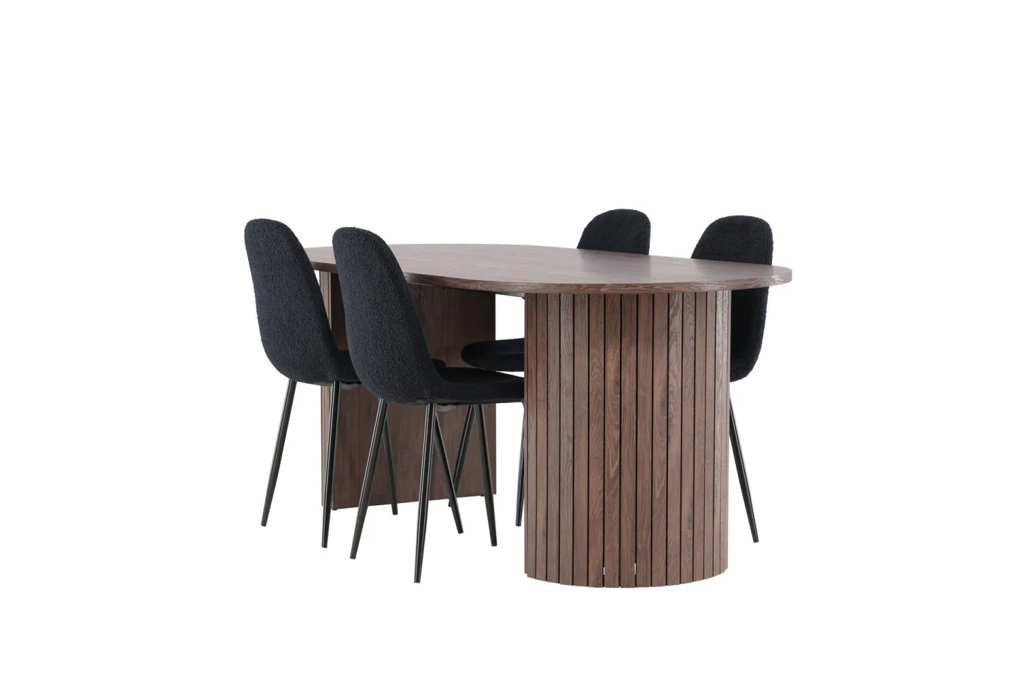 Härön Matgrupp 200 cm Oval med 4 Polar stolar - Mocca/Svart