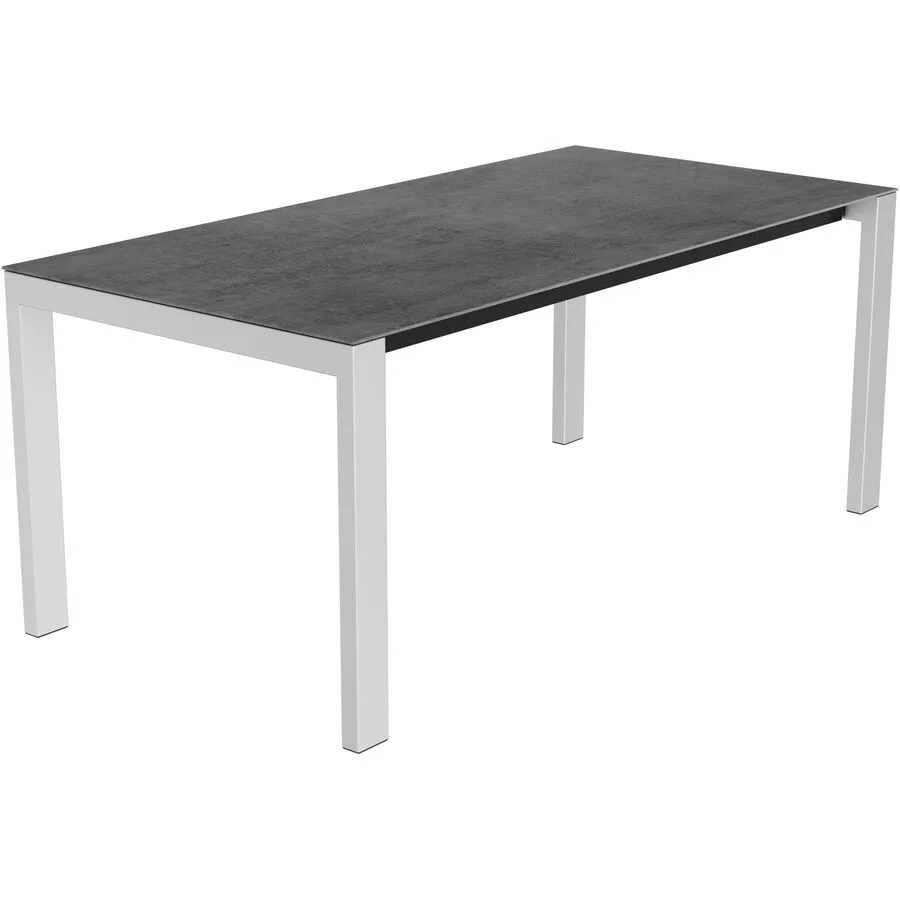 Gartentisch Panama Keramik Beton dunkel 180x90 cm - Farbe: Edelstahl gebürstet / Beton dunkel - Material: Keramik/Edelstahl - Möbel Konfigurator: