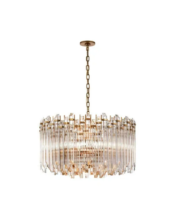 Adele Large Wide Drum Chandelier Antique Brass