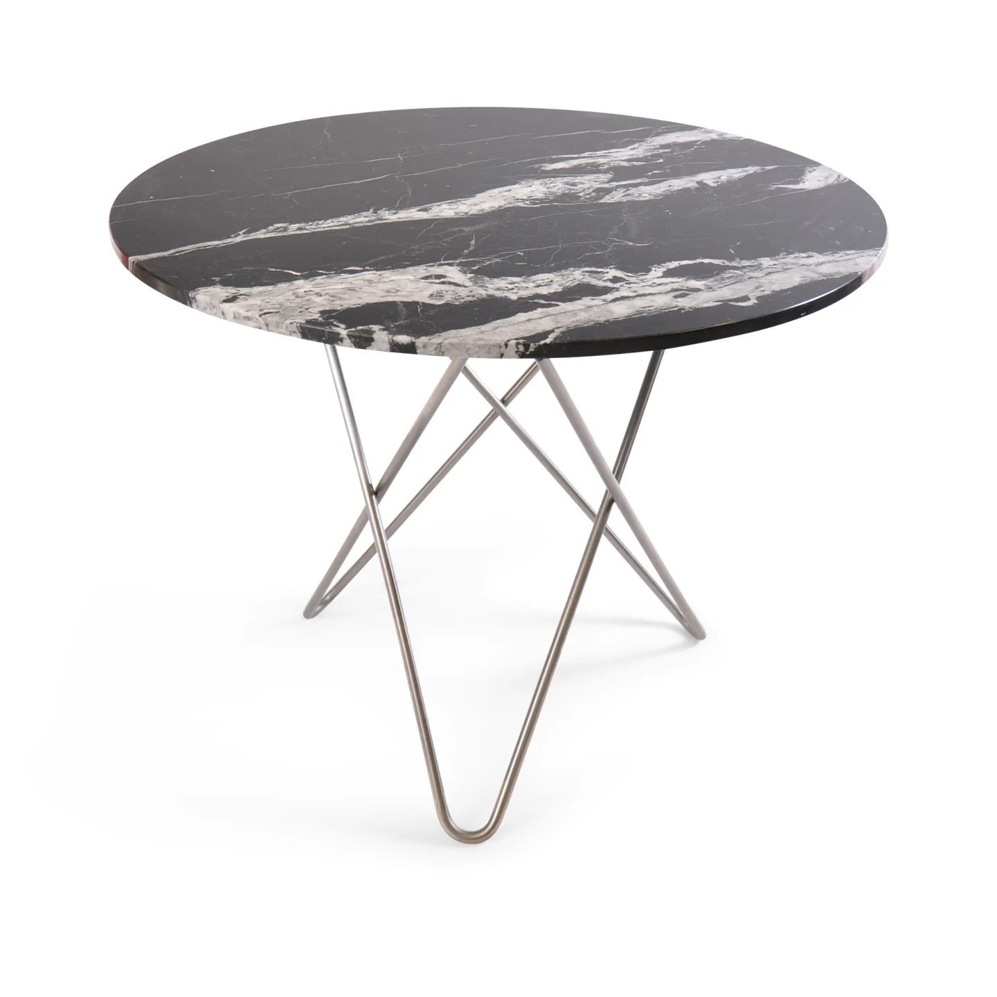 OX Denmarq - O Dining Table Ø100, Stainless Steel Frame, Top: Black Marble - Matbord - Dennis Marquart - Svart - Metall/Sten