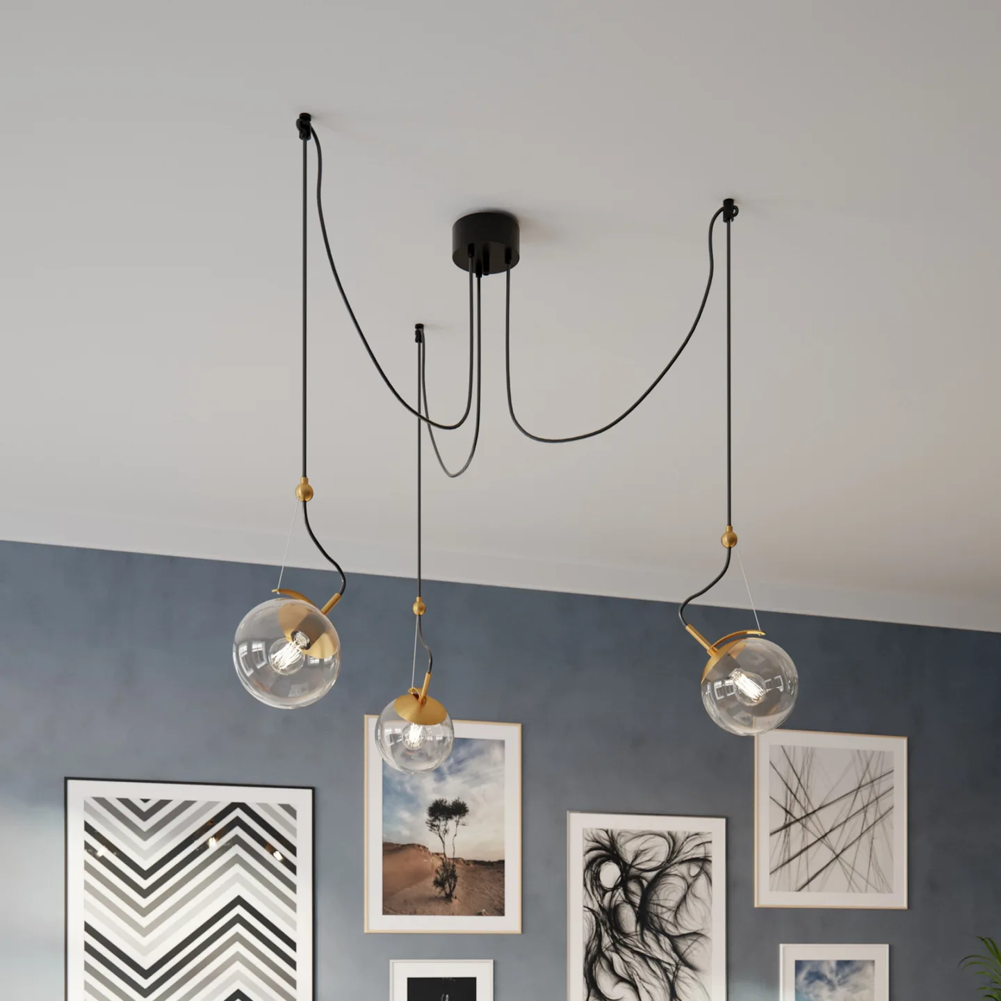 Carry 3 Pendelleuchte Grey - By Rydéns - Wohnzimmer - Skandinavisch - Glas - Mit Schirm