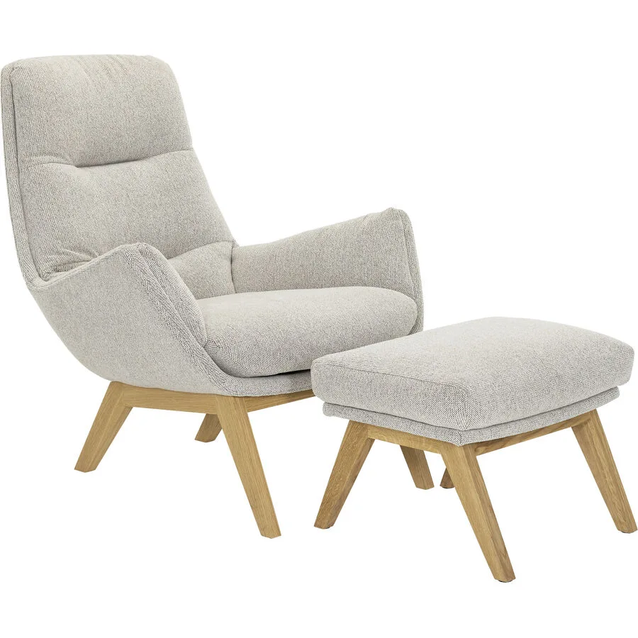 Sessel Halani Beige Polyester Stoff, Eiche B 83 T 94 H 97 cm