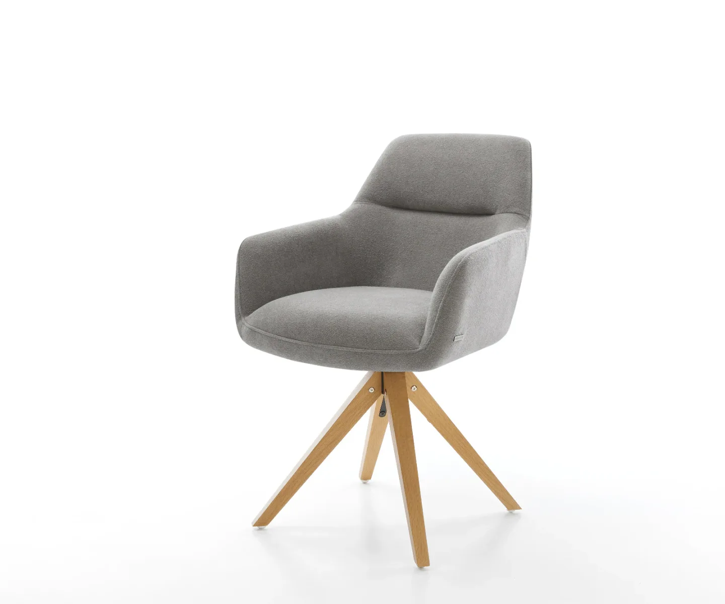 Drehstuhl Pejo-Flex Strukturstoff Soft Grau Holzgestell kantig Natur 360° drehbar Taschenfederkern