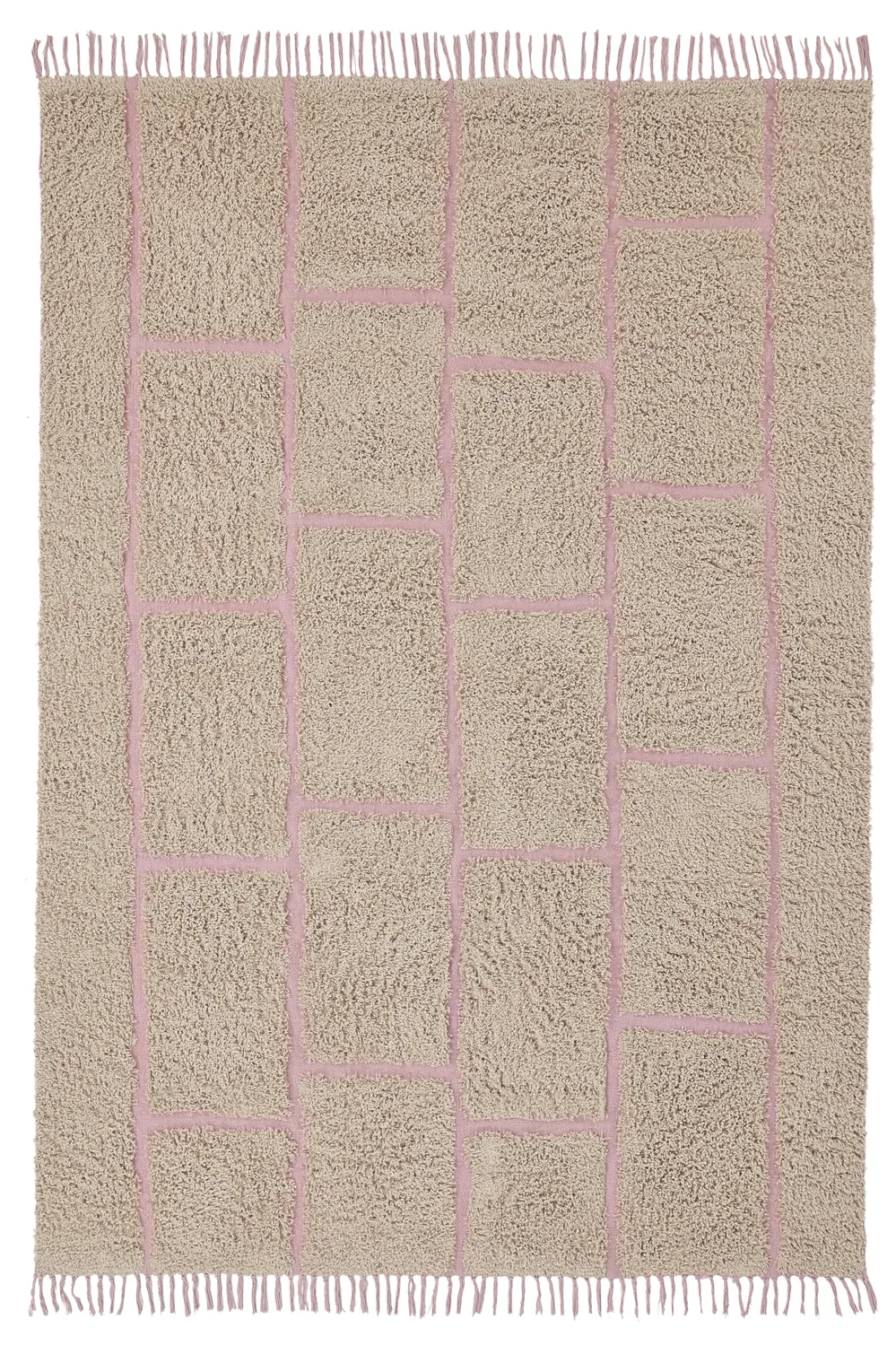 Ryetepper - Lindley Natural Cotton Shaggy (beige/rosa) (Størrelse: 160 x 230 cm)