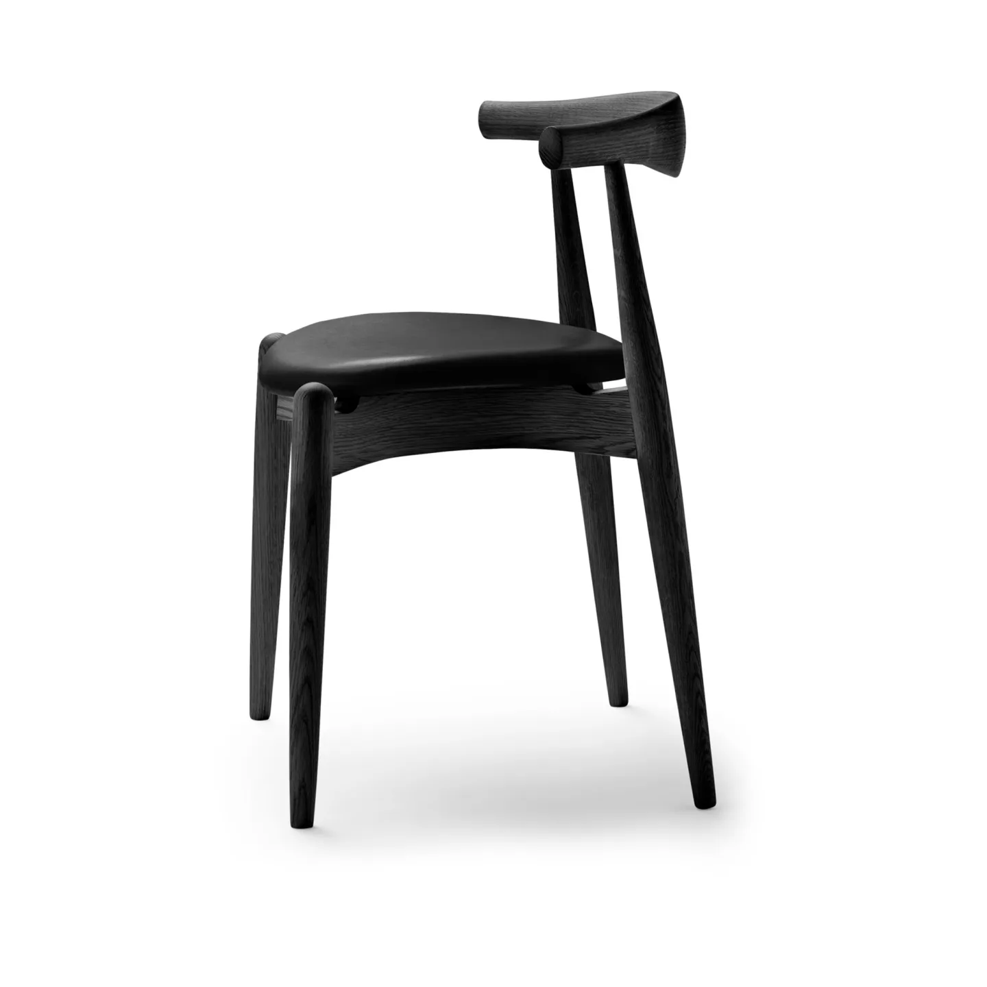 Carl Hansen - CH20, Svartlackad Ek, Lädergrupp B Thor - 307 - Matstolar - Hans J. Wegner - Svart - Trä