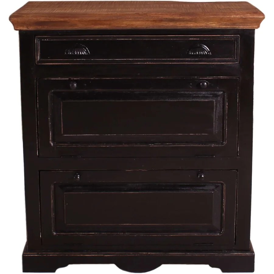 Schuhschrank Sica Schwarz Holz 85 cm 90 cm