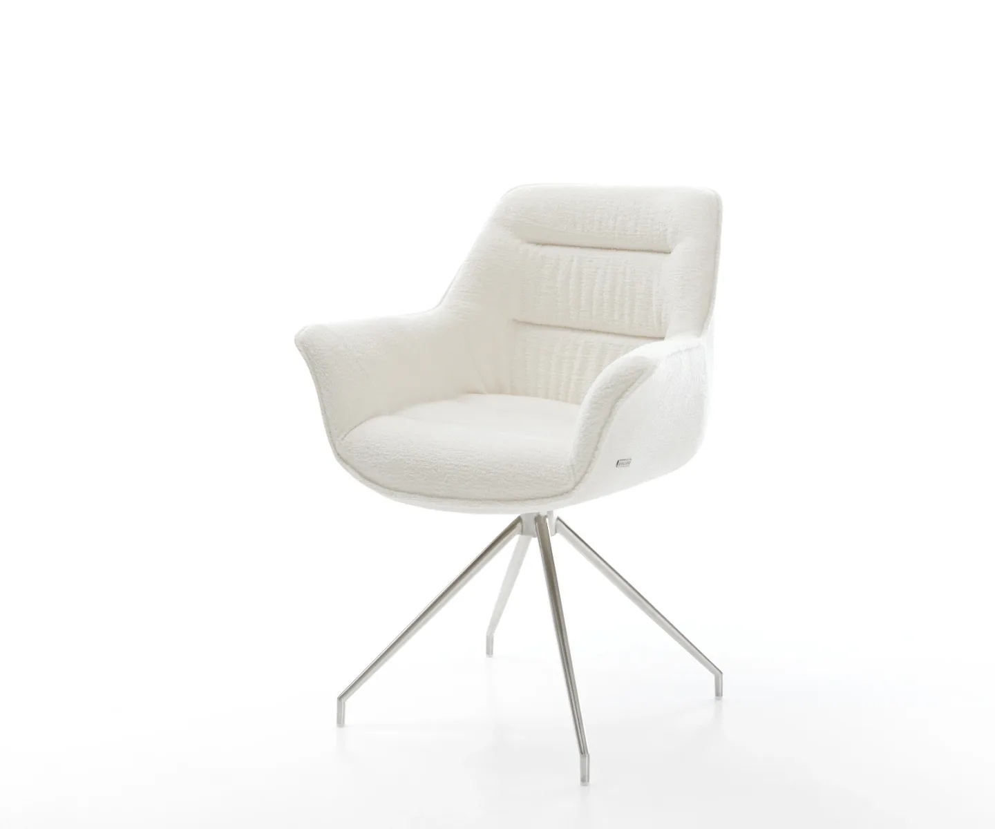 Esszimmerstuhl Kaira-Flex Bouclé Soft Beige Kreuzgestell konisch Edelstahl