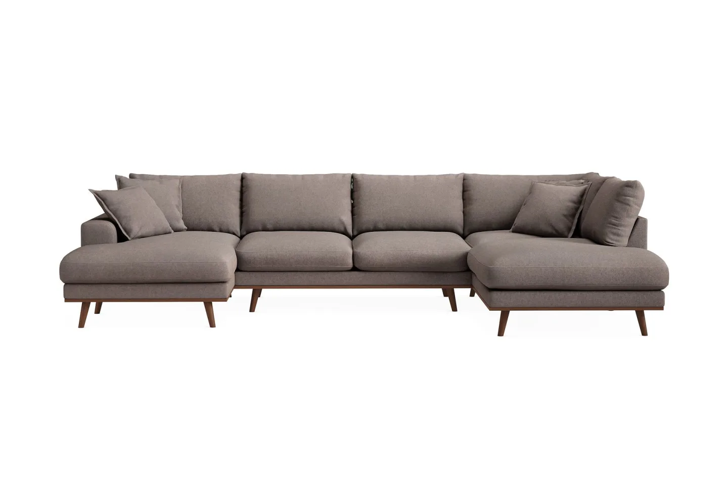 Copenhagen Premium 5-sits Högervänd U-formad Djup Soffa med Divan och Schäslong i Tyg - Brun