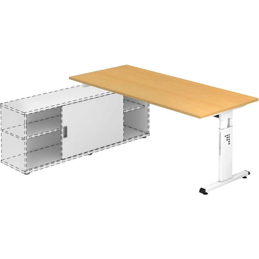 Anbauschreibtisch Office weiss Holzwerkstoff B 180 T 80 cm