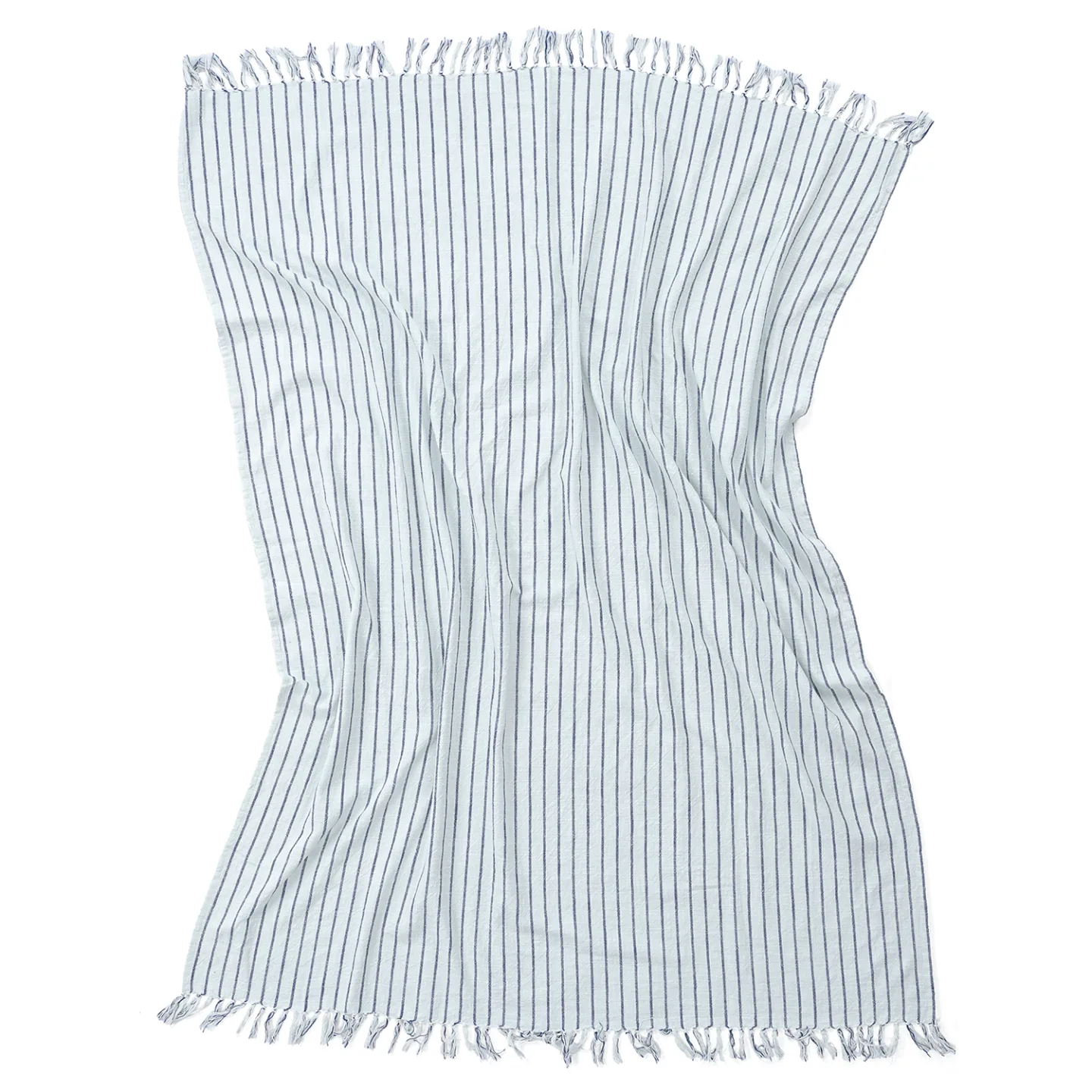 Pledd - Rumi stripe cotton throw (lyseblå/marineblå/kremfarget) (Størrelse: 130 x 170 cm)