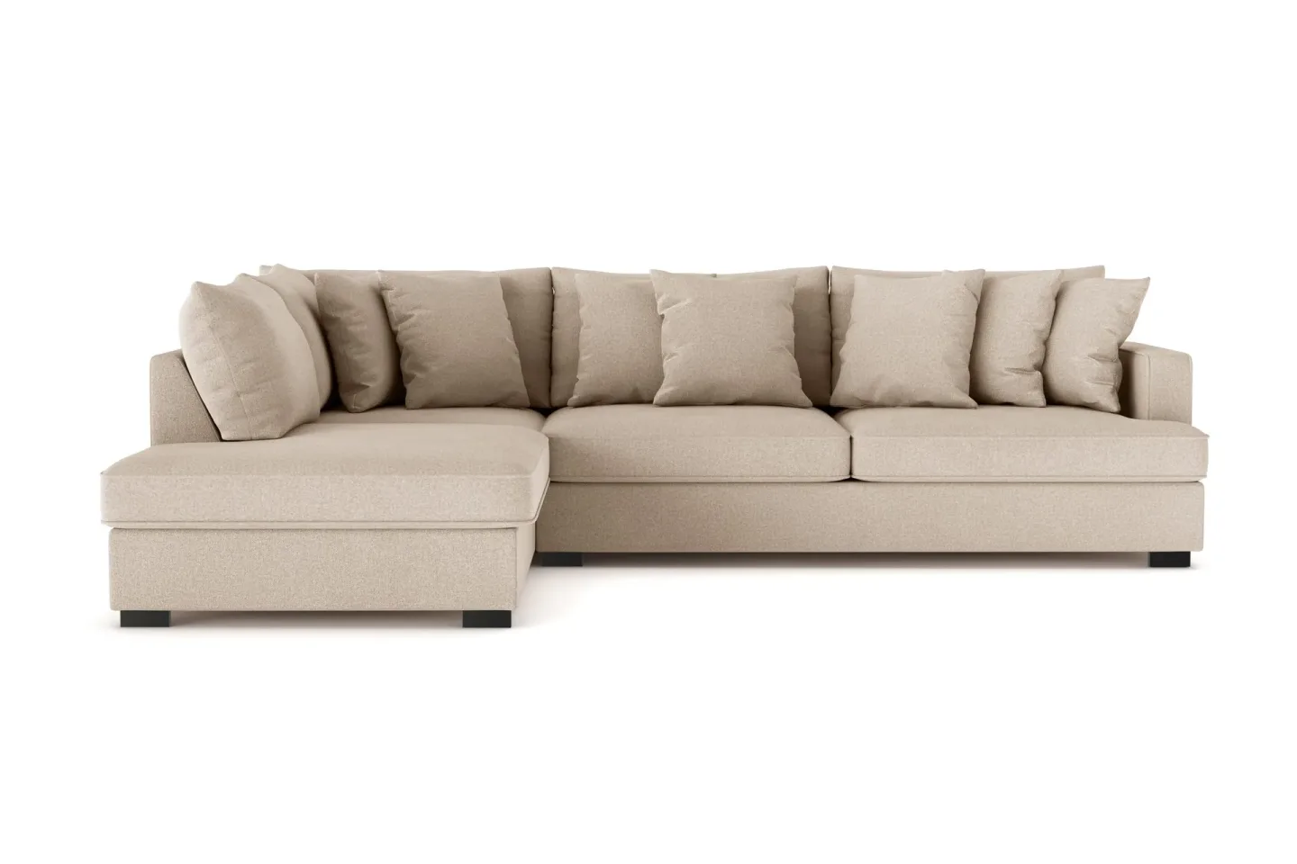 Rossita 4-sits Vänstervänd L-formad Djup Schäslongsoffa i Tyg - Beige
