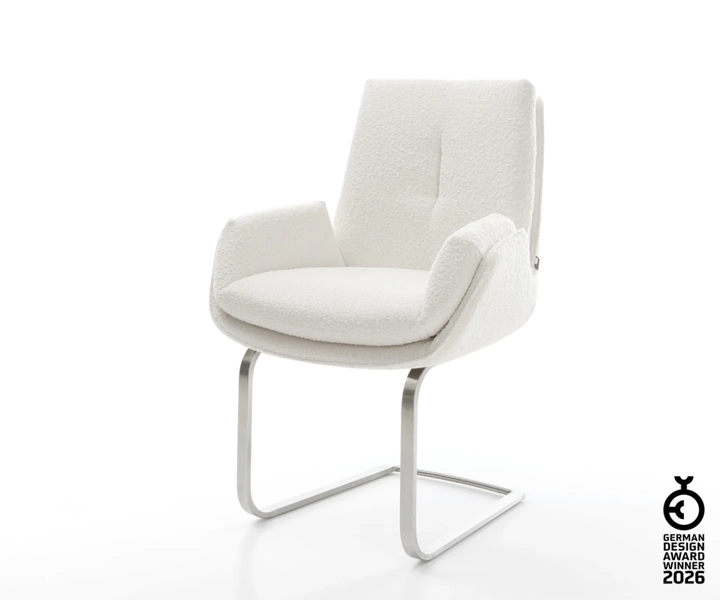 Freischwinger Clea-Flex Bouclé Creme-Weiß Freischwinger flach Edelstahl