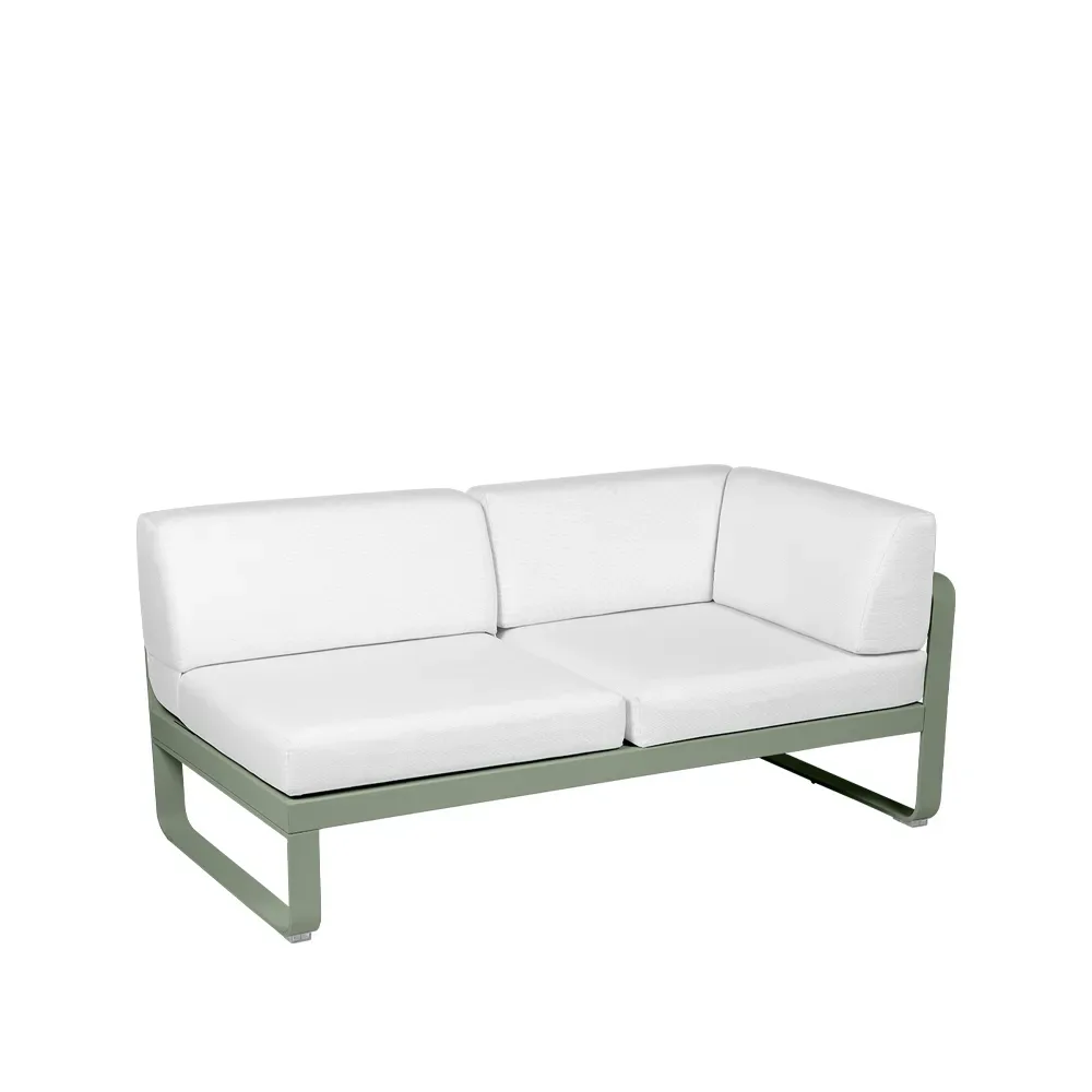 Fermob Bellevie Corner modulsoffa 2-sits Cactus (grön), offwhite dyna, höger