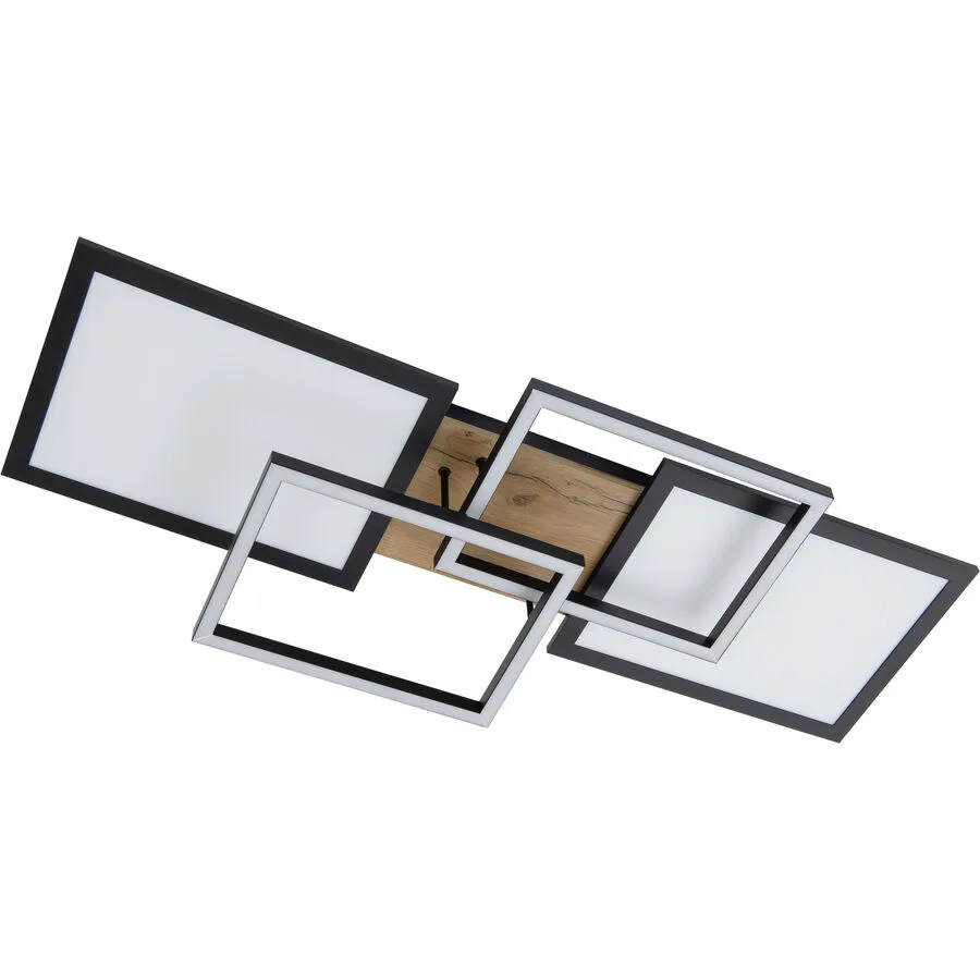 Deckenlampe Oakland Braun/Schwarz Holz/Kunststoff 28 cm 11 cm - Farbe: schwarz-nussbraun - LED - Lichtfarbe: Warmweiss