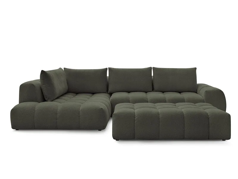 Ecksofa mit Hocker BOBOCHIC EVEREST Stoff chiniert grün