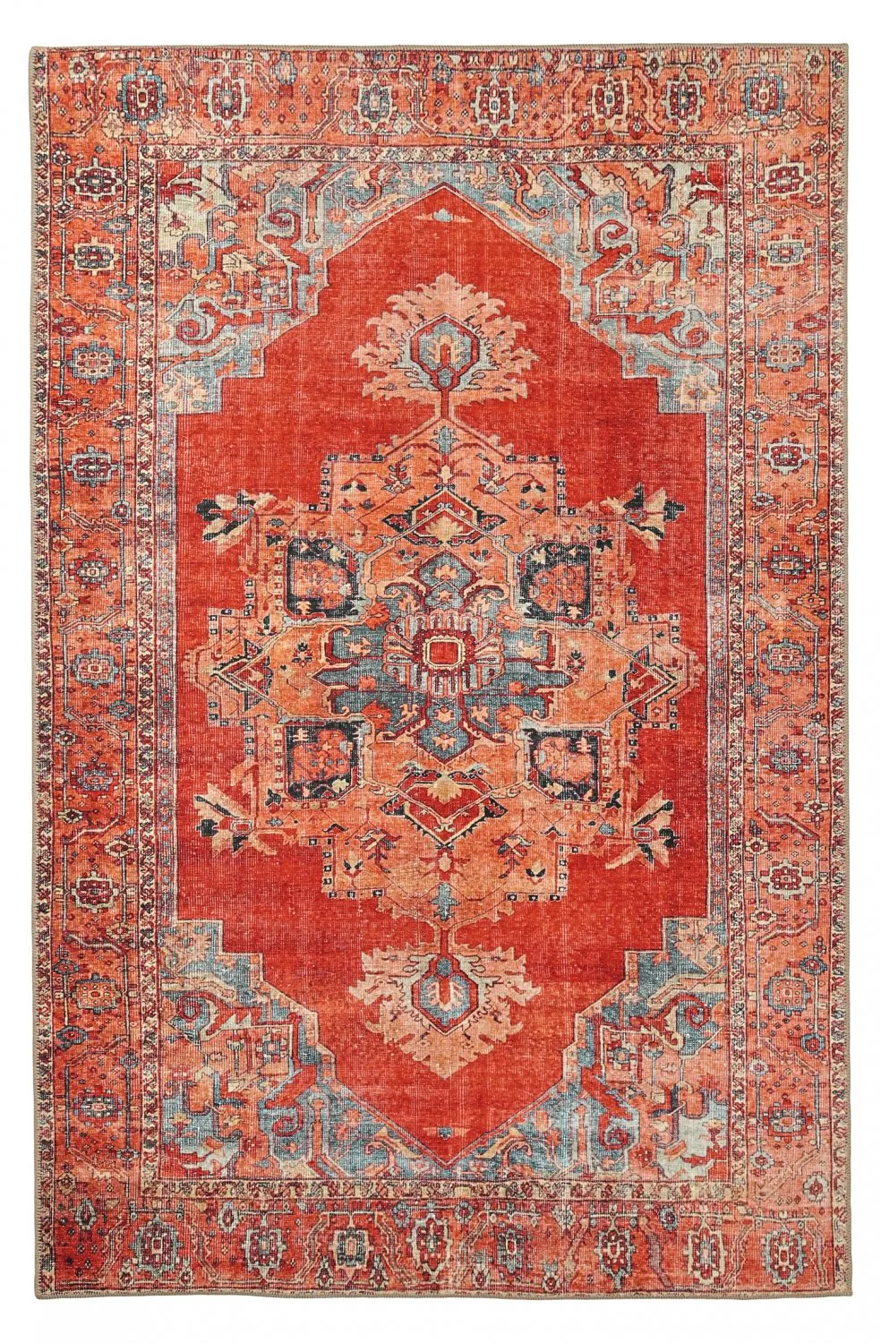 Flatvevd teppe - Madevan (rød) (Størrelse: 230 x 340 cm)