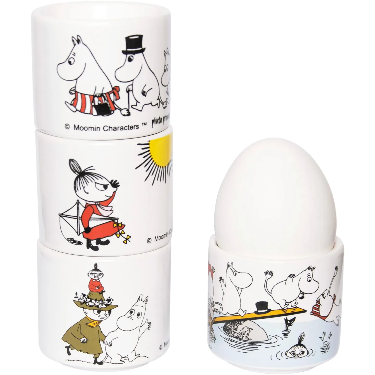 Pluto Design Mumin Farben Eierbecher 4 Teile Weiß mit motiv