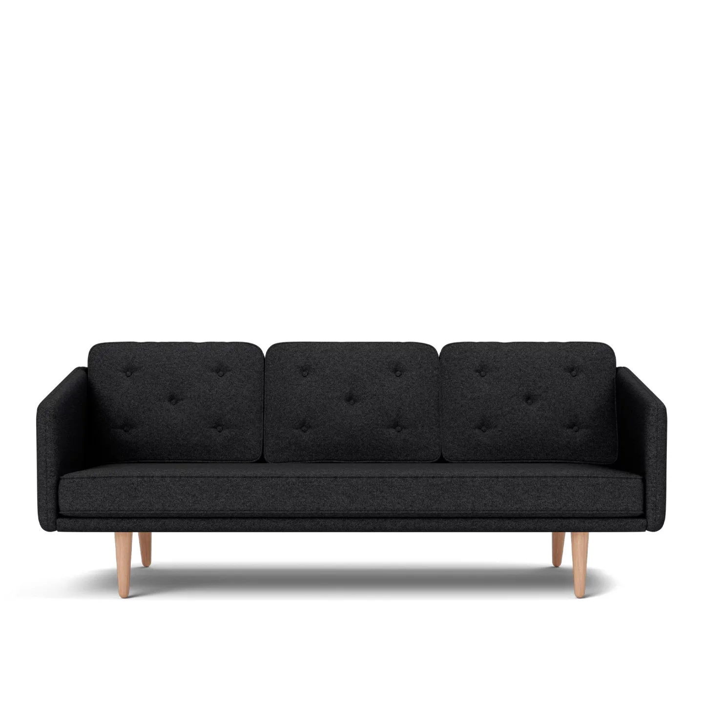 Fredericia Furniture - No. 1 Sofa - 3 seater - 206 cm - Hallingdal 180 - Oak oil - Soffor - Børge Mogensen - Svart - Textilmaterial