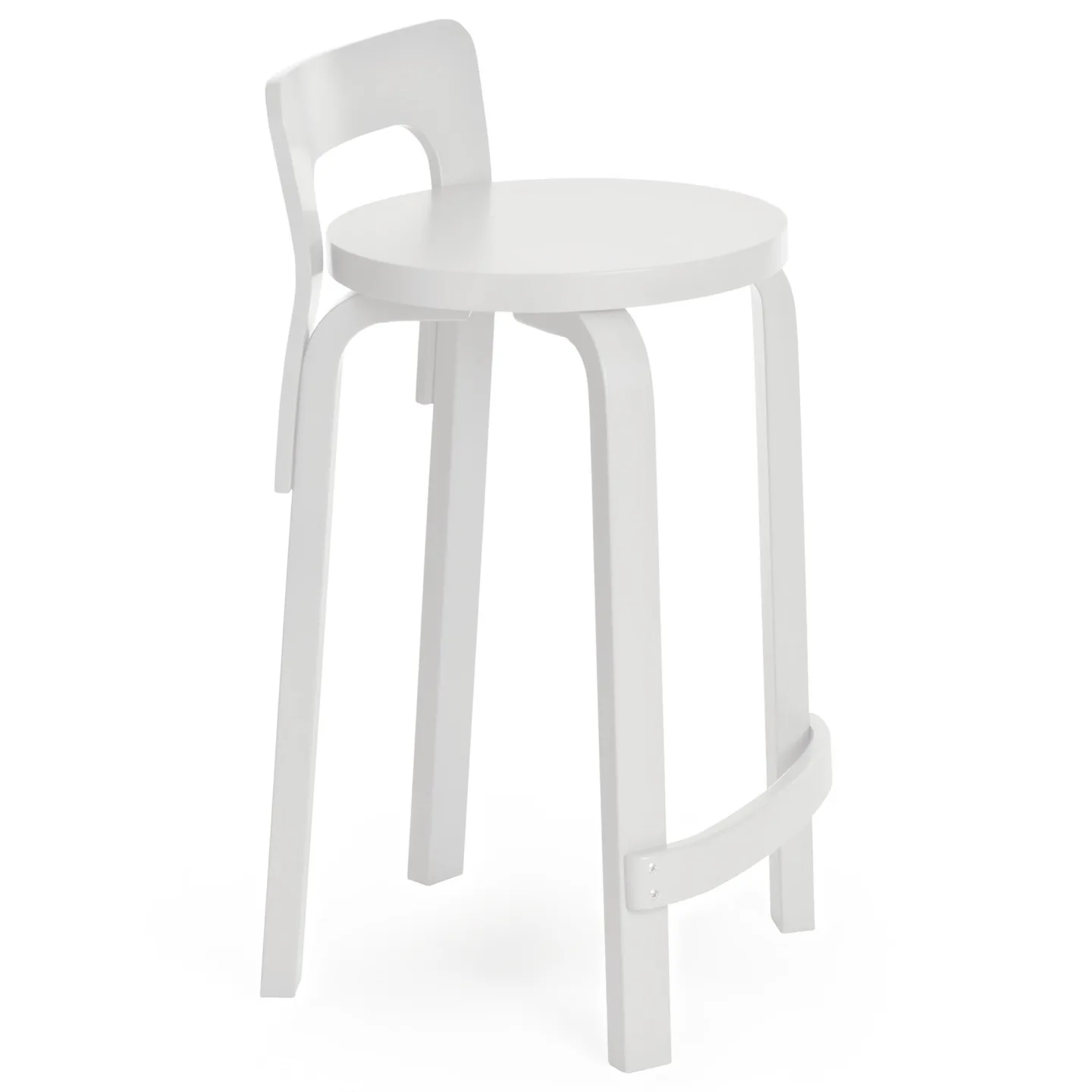Artek - High Chair K65, Helt vitlackad - Barstolar - Alvar Aalto - Vit - Trä