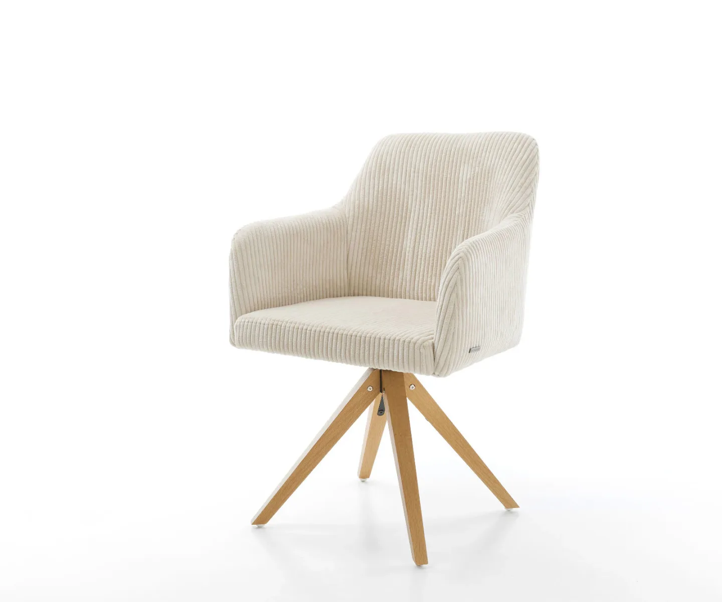 Esszimmerstuhl Greg-Flex Cord Beige Holzgestell kantig Natur 360° drehbar Taschenfederkern