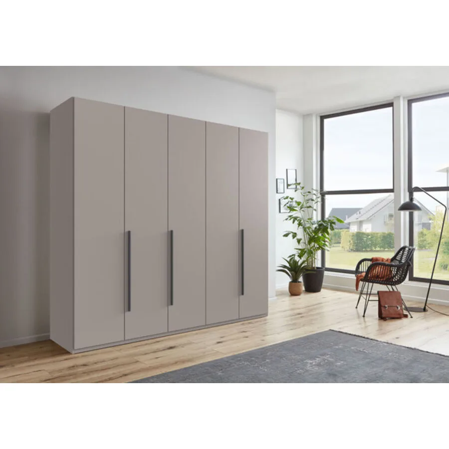 Kleiderschrank Annie Saharagrau - Griffe Grafit Mischholz B 225 cm