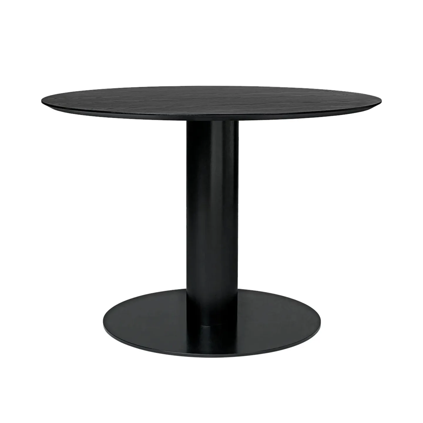 Gubi - GUBI 2.0 Dining Table, Ø 110 cm, Skiva: Trä - Svartbetsad ask, Bas: Svart - Matbord - Svart - Metall/Trä