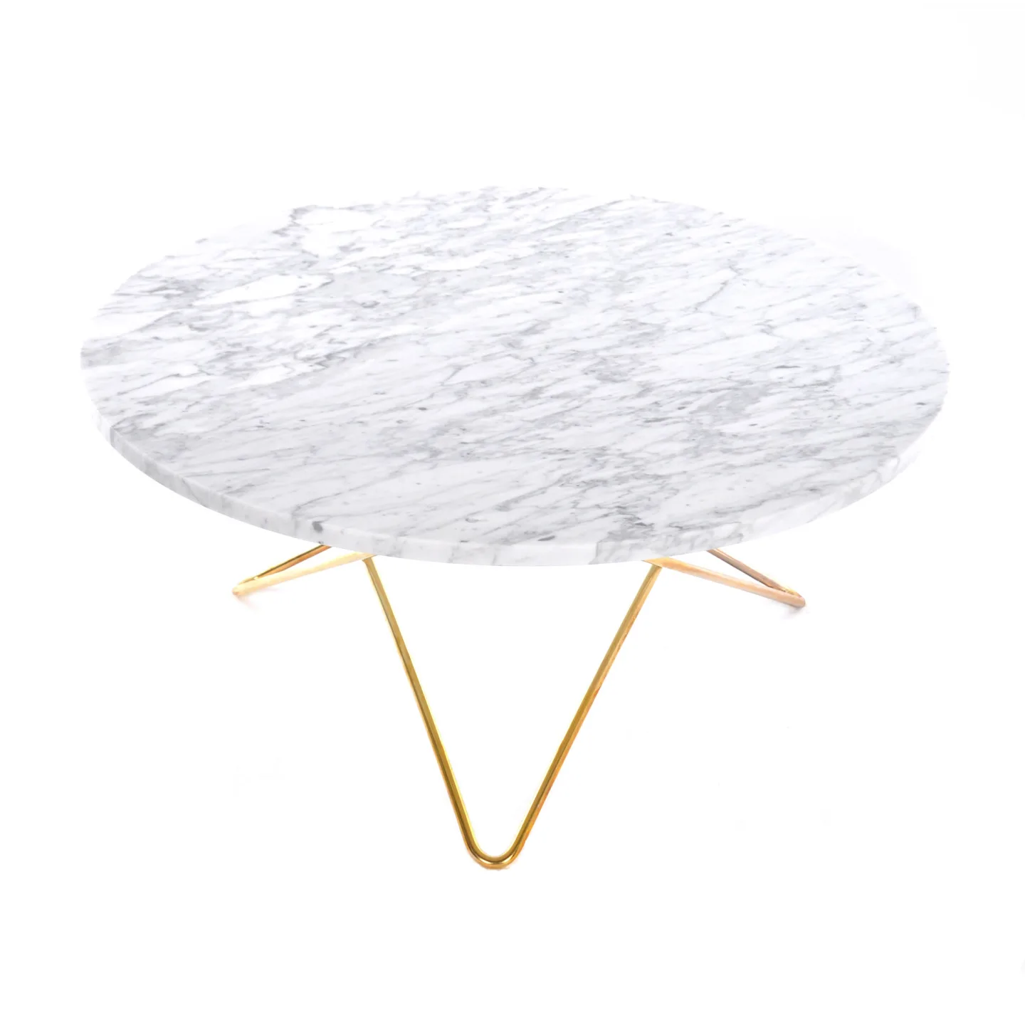 OX Denmarq - O Table Brass Frame Top White Marble - Soffbord - Dennis Marquart - Vit - Metall/Sten