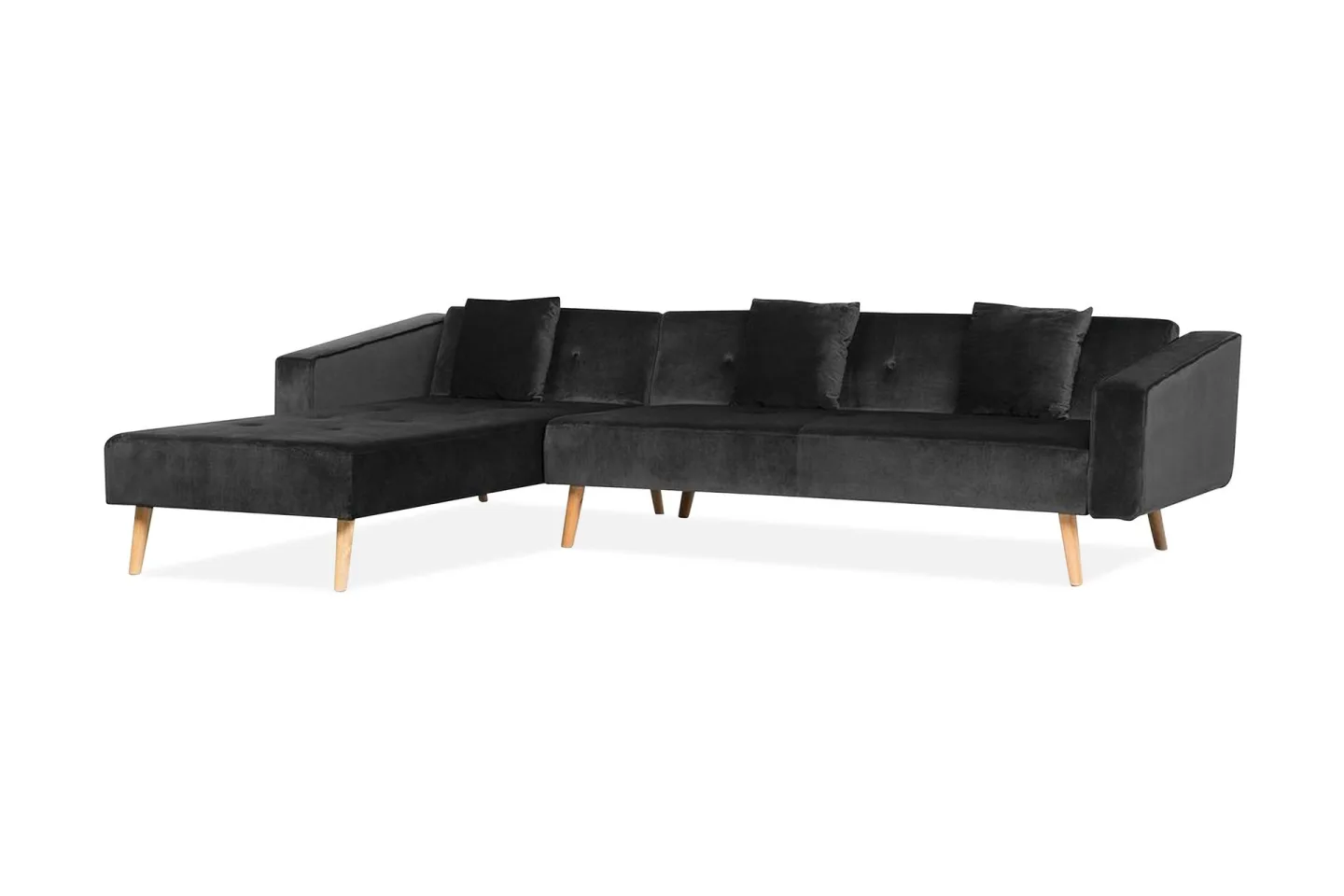 Vadso Hörnsoffa 303 cm - Svart