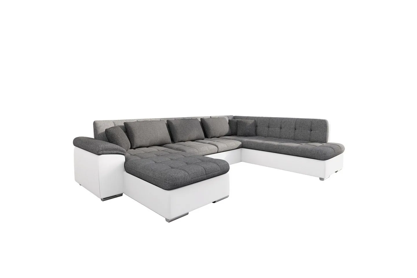 Dynir Soffa med Divan och Schäslong 4-sits - Vit/Grå