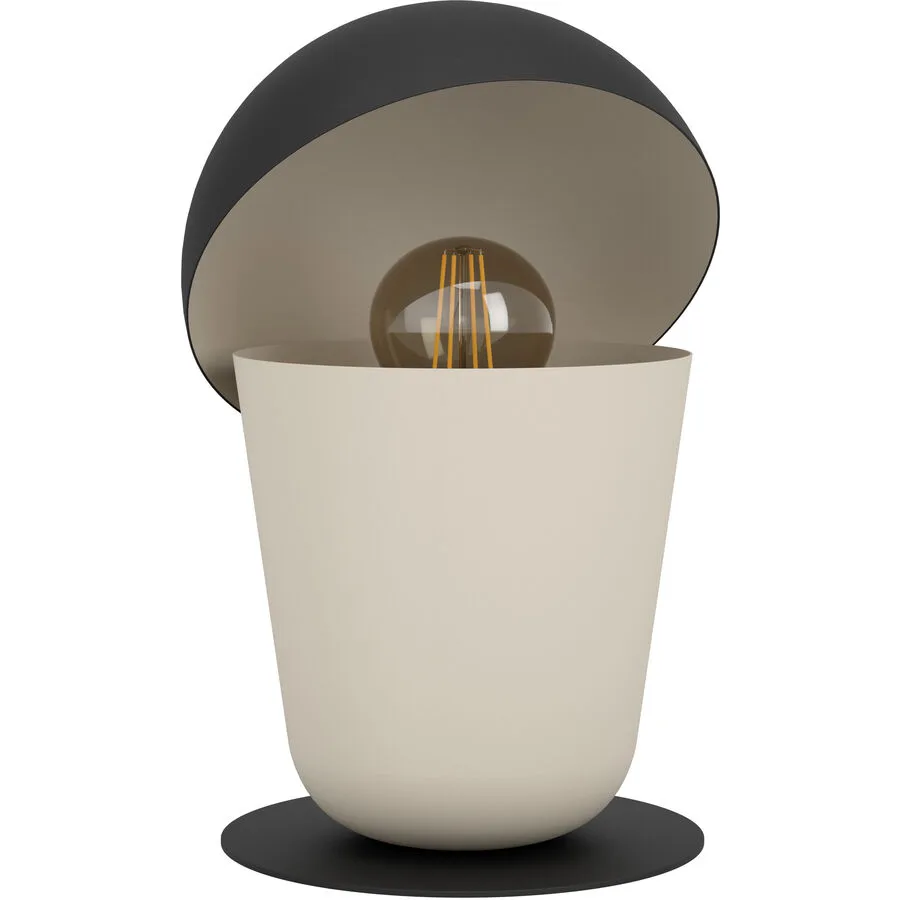Eglo Tischlampe Batabano Schwarz Stahl 27.5 cm - Farbe: Schwarz/Sandfarbig