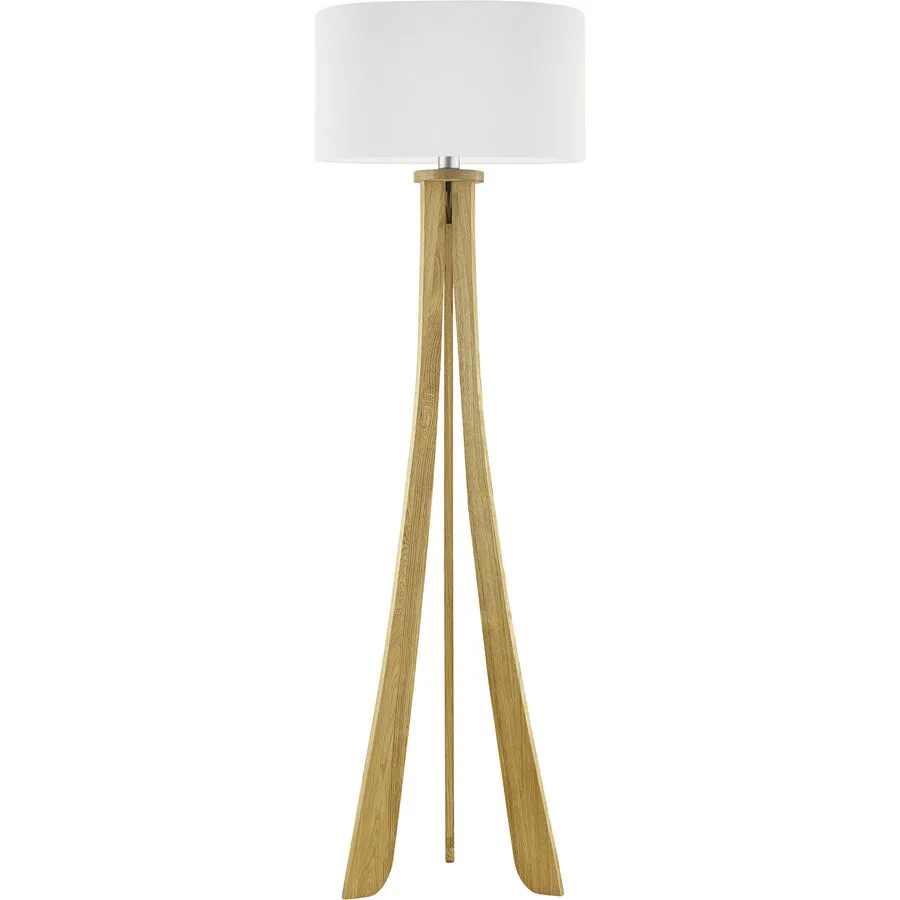 HERZBLUT Stehlampe Bow Braun/Weiss Metall/Holz 47 cm 165 cm - Farbe: natur, weiss - Material: Nickel/Holz