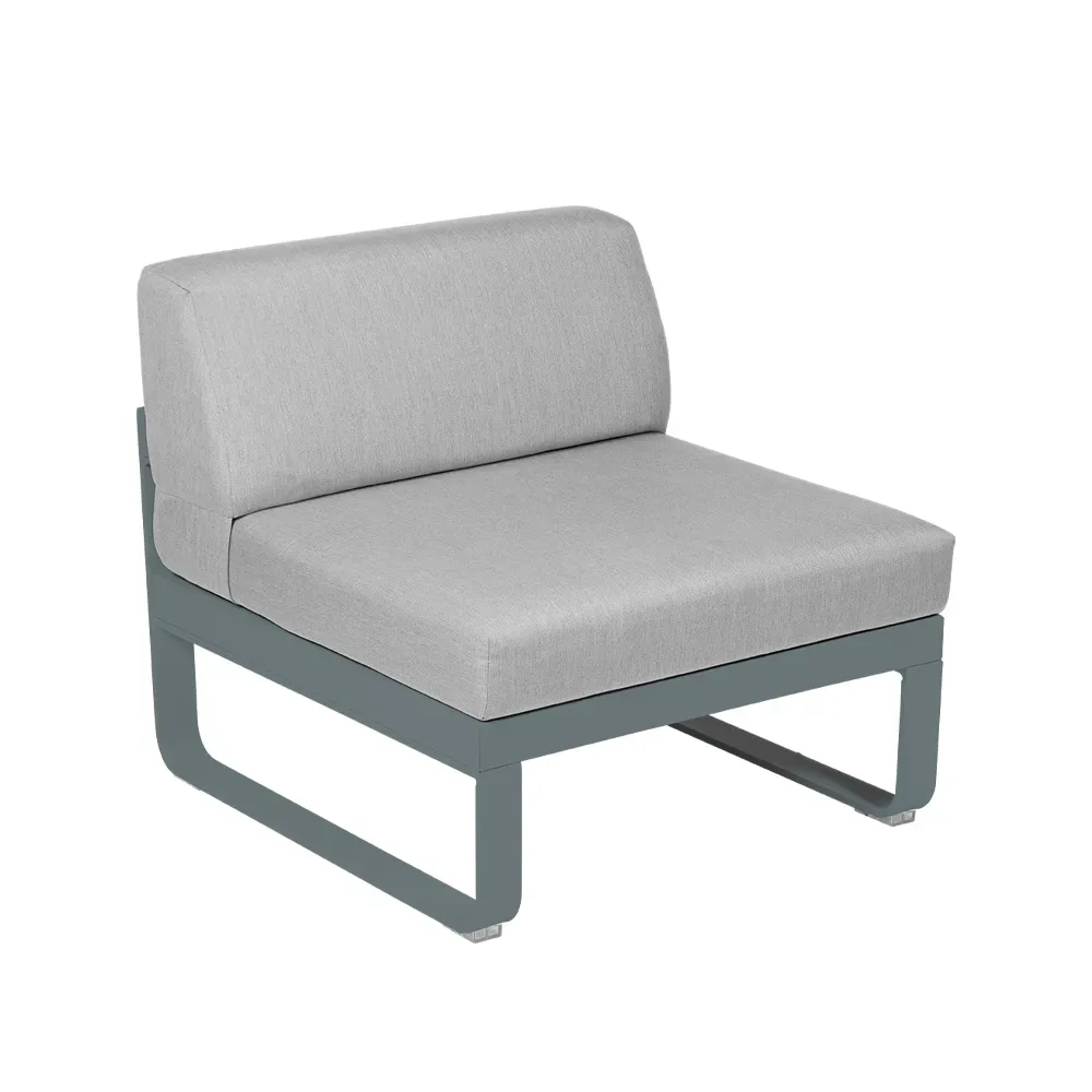 Fermob Bellevie Central modulsoffa Storm grey (grå), flannel grey dyna, 1-sits