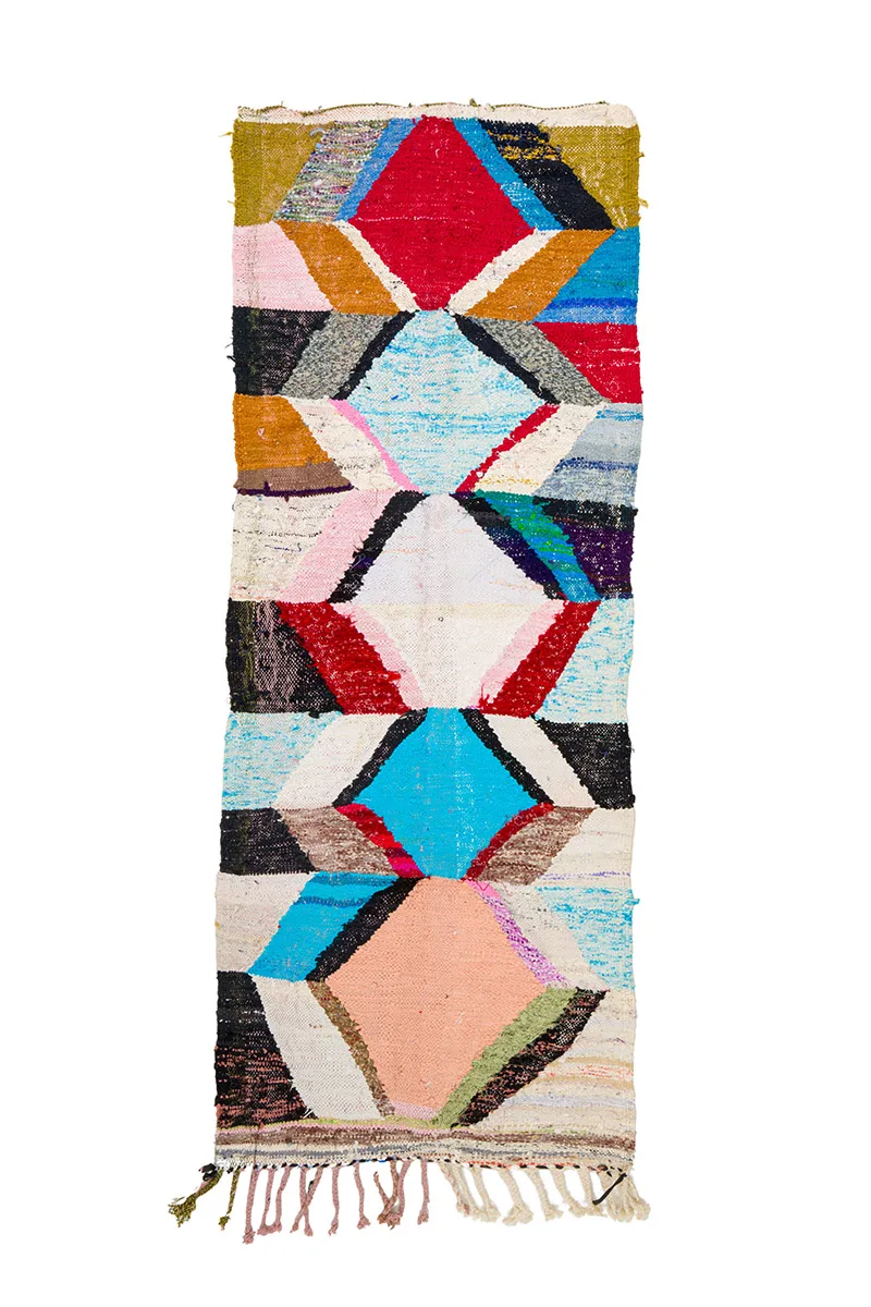 Marockansk Boucherouite-matta 370 x 190 cm (Størrelse: 370 x 190 cm)