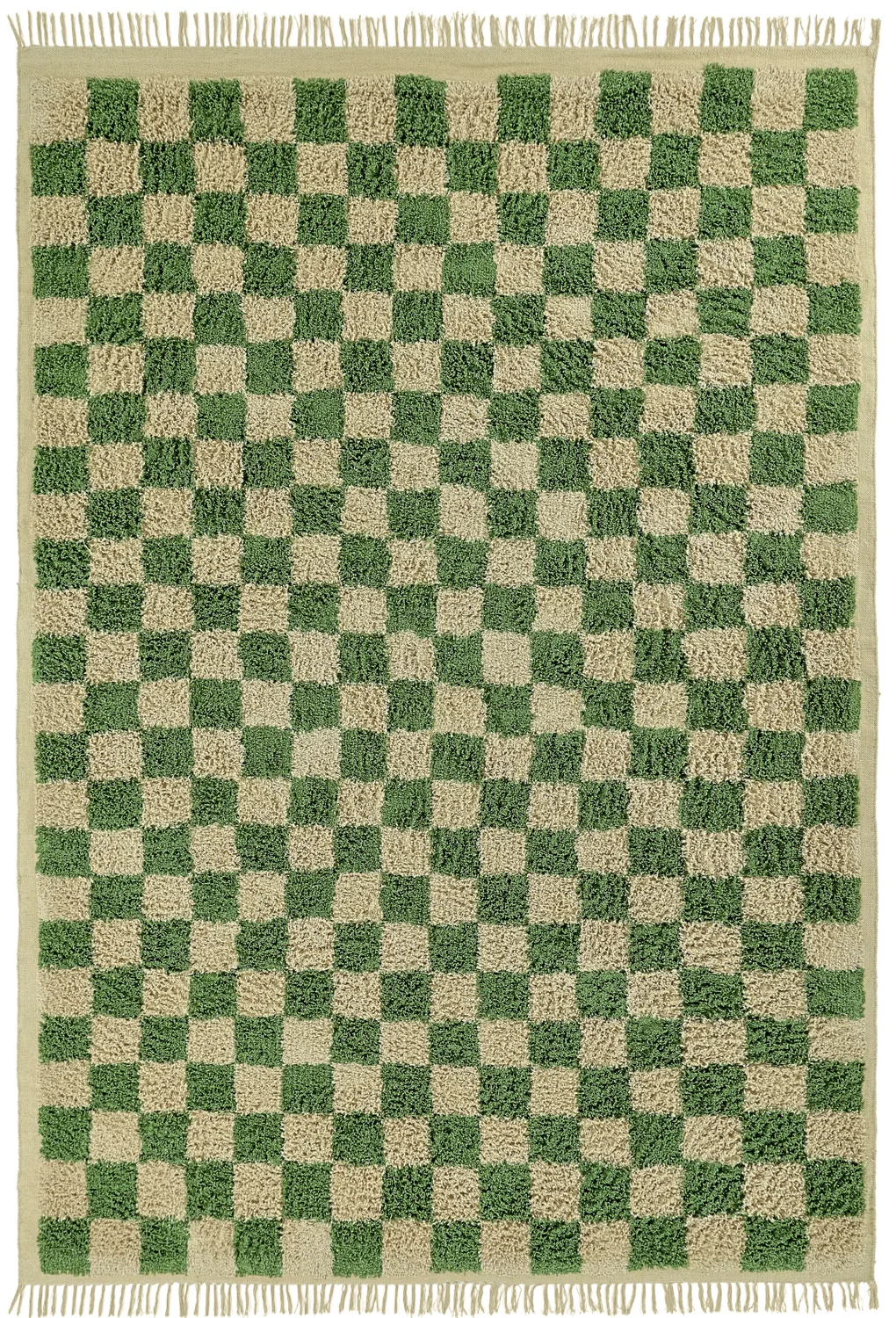 Ryetepper - Elsey Natural Cotton Shaggy (grønn/beige) (Størrelse: 80 x 150 cm)