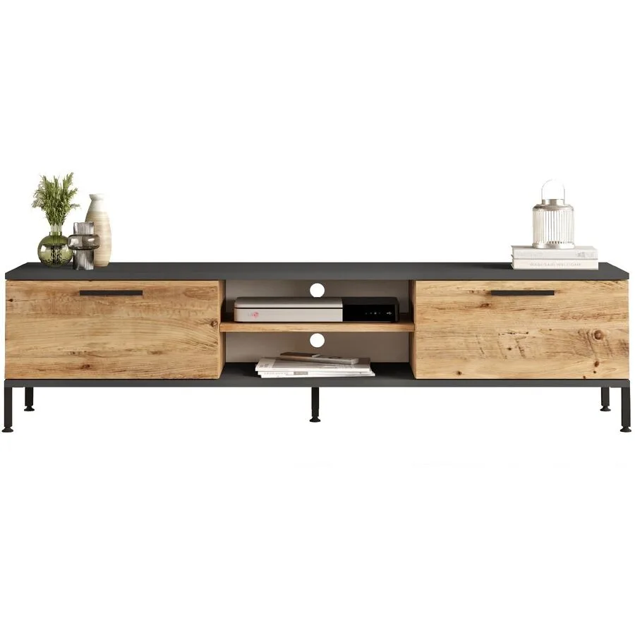 TV-Möbel Yasam Kiefer Melaminbeschichtete Spanplatte B 160 cm 30 kg
