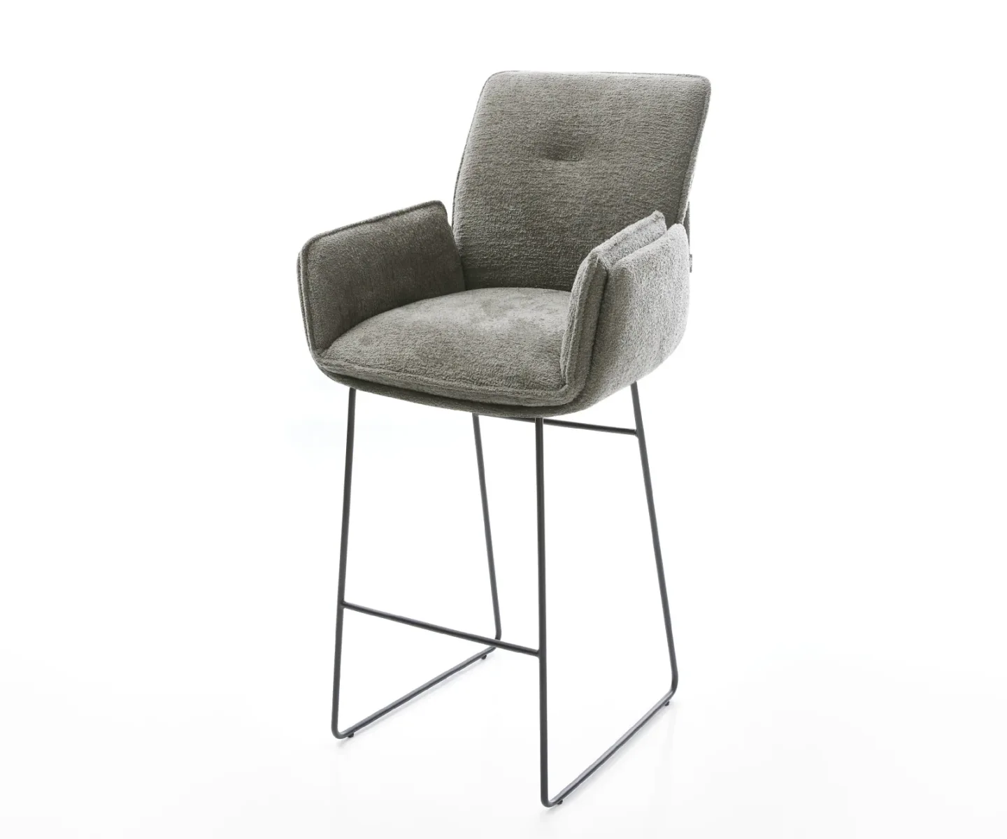 Barstuhl Nela-Flex Bouclé Soft Schlamm Kufengestell Metall Schwarz