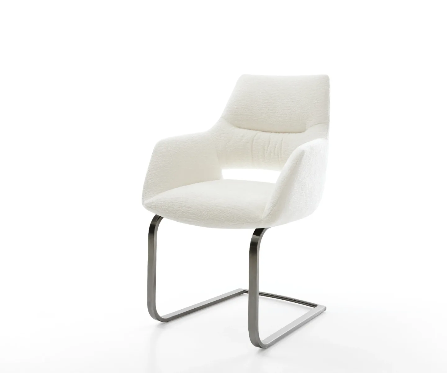 Freischwinger Yago-Flex mit Armlehnen Bouclé Soft Beige Freischwinger flach Graphit Taschenfederkern