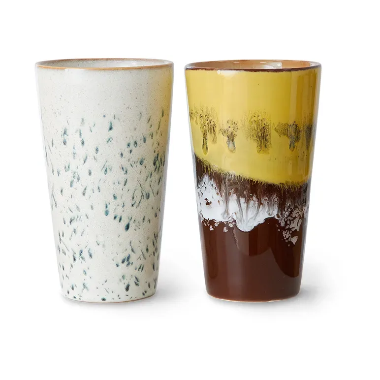 HKliving 70's Latte Tasser 28cl 2-teilig Brine