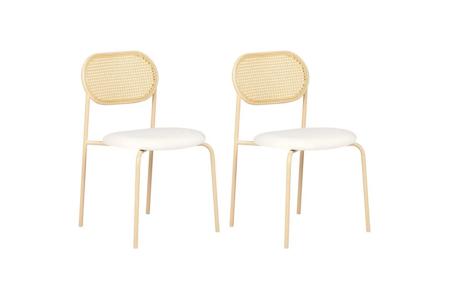 Set med 2 matstolar Adaver - Ljus trä, beige